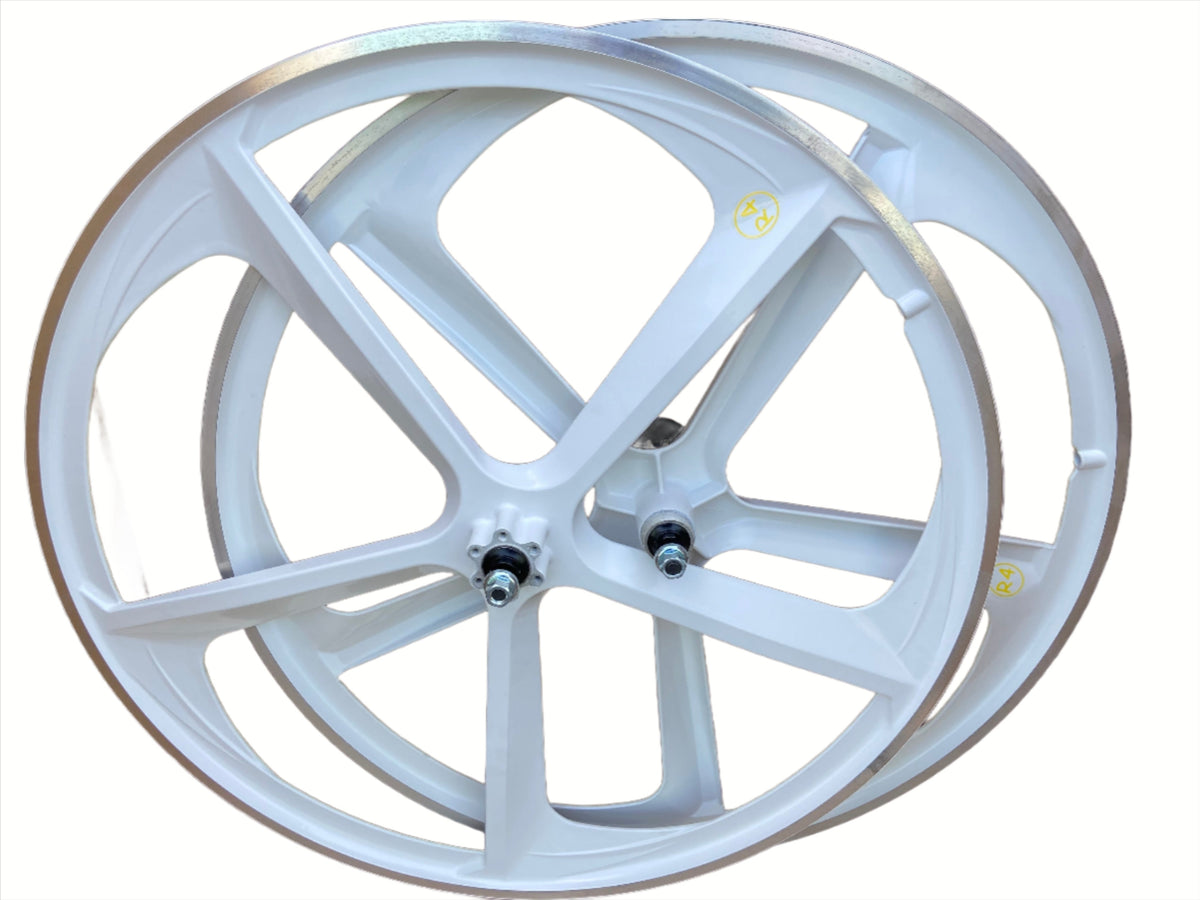 R4 Premium CNC 29 BMX 5 Spoke Alloy Bicycle Sealed Wheel set White