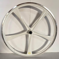 R4 Custom 26″ BMX 5 Spoke Alloy Mag Wheels, CNC Gloss White