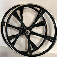 R4 Custom 26″ BMX 5 Spoke Alloy Mag Wheels, CNC Gloss Black