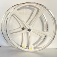 R4 Custom 26 ″ CNC BMX 10 Spoke Alloy Mag Wheels Juego completo con bujes perforados, Blanco brillante