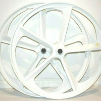 24″ CNC BMX Cruiser 5-Spoke Alloy Rims Bicycle Wheel Set, White