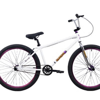 Bicicleta BMX completa R4 Pro de 26", clavijas incluidas, Oil Slick con ruedas moradas