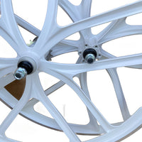 Premium 29″ CNC BMX Cruiser 10 Spoke Alloy Rims Bicycle Sealed Wheel Set, Gloss White