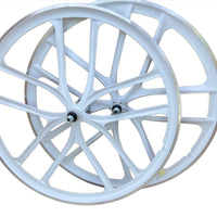 Premium 29″ CNC BMX Cruiser 10 Spoke Alloy Rims Bicycle Sealed Wheel Set, Gloss White